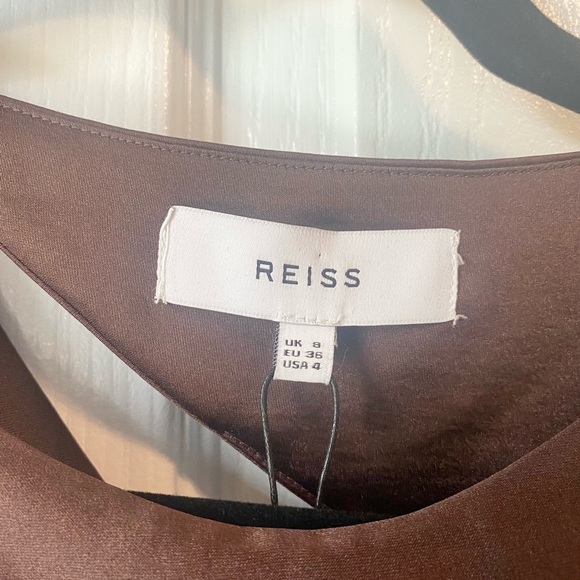 NWT Reiss Julietta brown satin midi dress size 4 - Picture 7 of 8